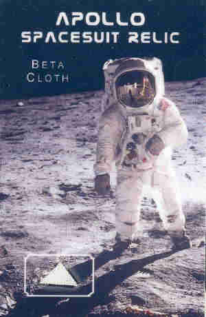 A small swatch of Beta cloth from the original production run of spacesuits for the Apollo space program.